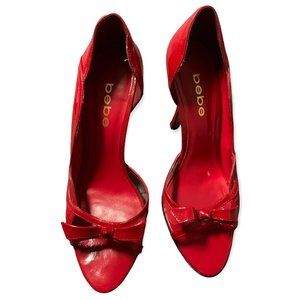 BEBE | Red Roseanna 94064-RED-6 Kitten Heel w/ Bow | 6